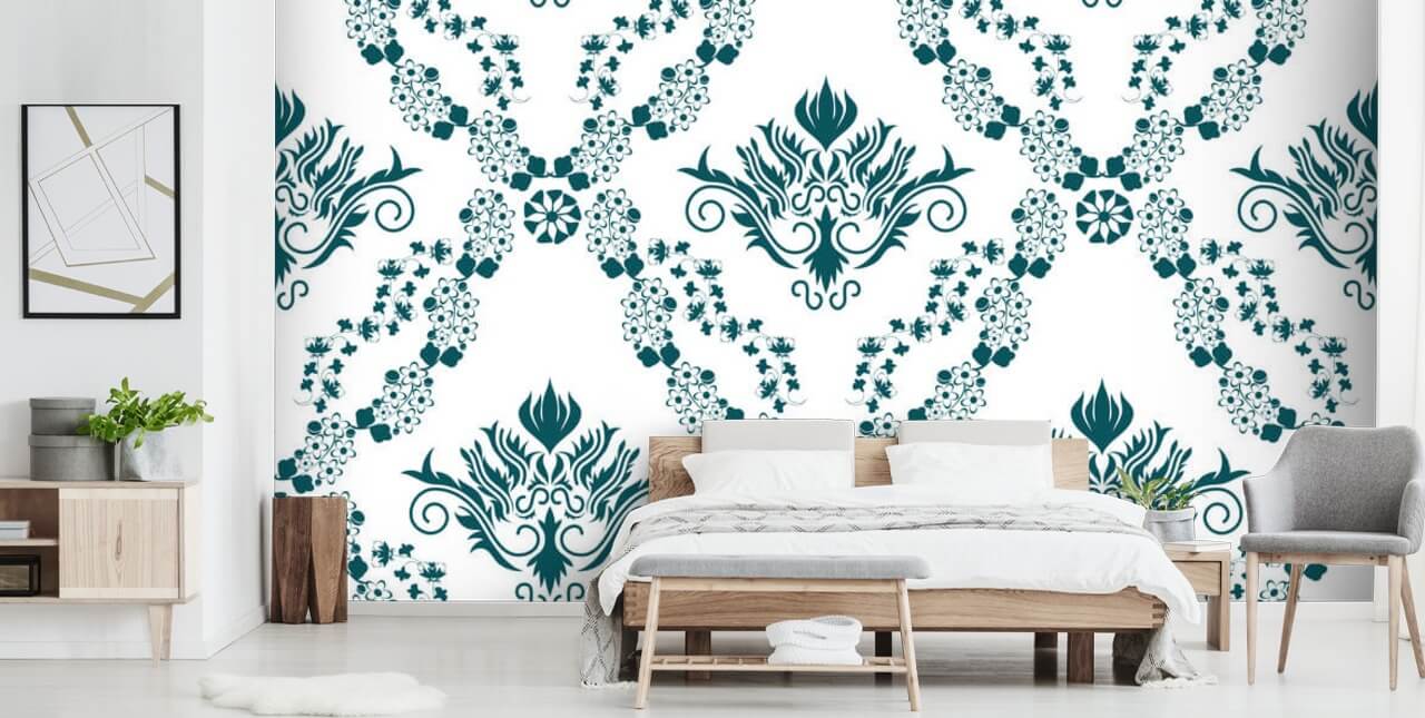 vintage vit och kricka mönster tapet