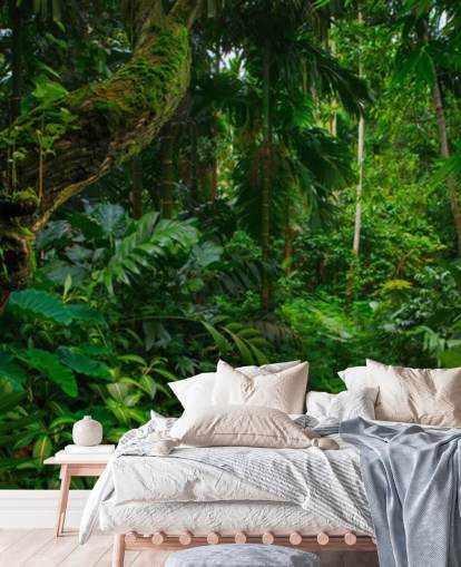 papel de parede frondoso da selva verde