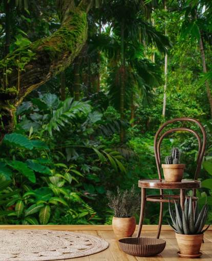 leafy green jungle wallpaper