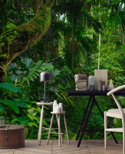 leafy green jungle wallpaper