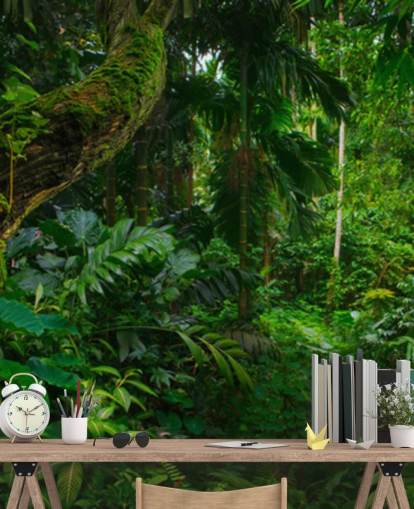 papel de parede frondoso da selva verde