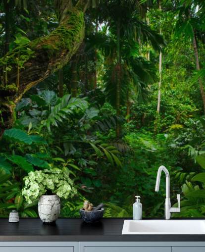 papier peint de la jungle verte feuillue