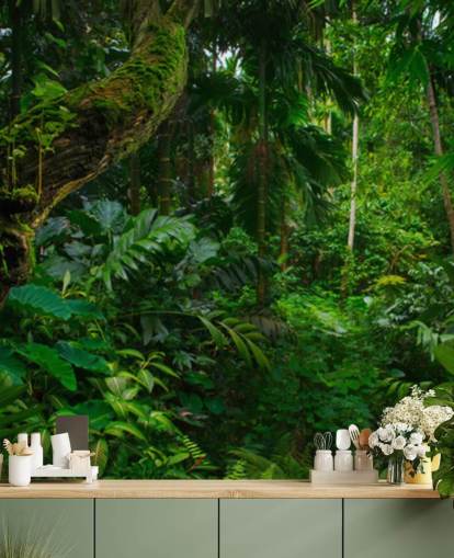 leafy green jungle wallpaper