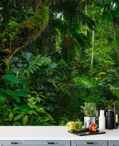 carta da parati verde frondosa della giungla