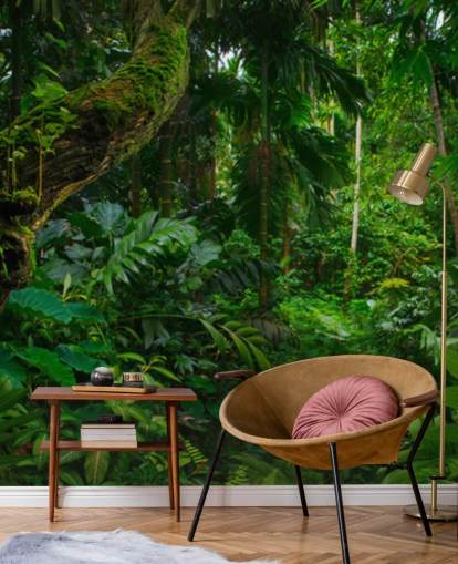 papel de parede frondoso da selva verde