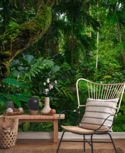 papel de parede frondoso da selva verde