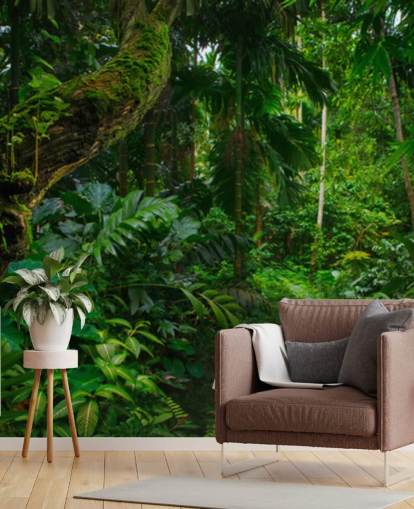 leafy green jungle wallpaper