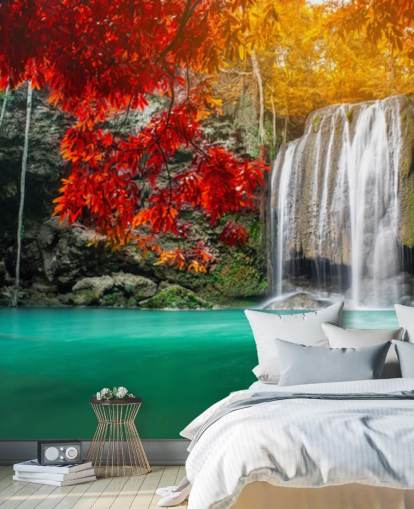 alberi arancioni e gialli di carta da parati cascata