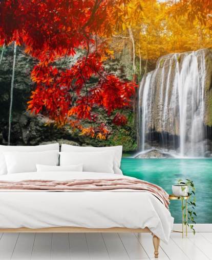 alberi arancioni e gialli di carta da parati cascata