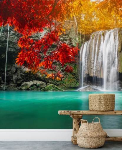 alberi arancioni e gialli di carta da parati cascata