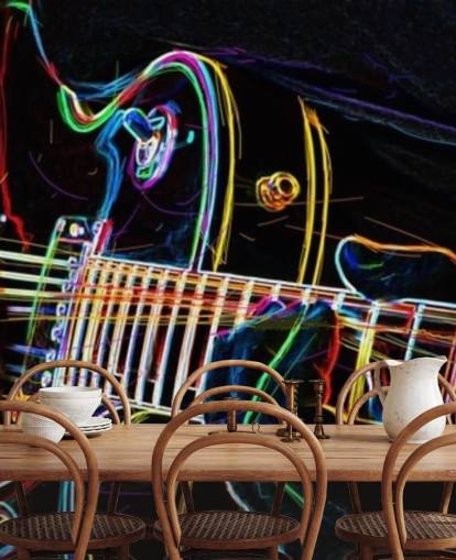 papel pintado guitarra oscura y colorida