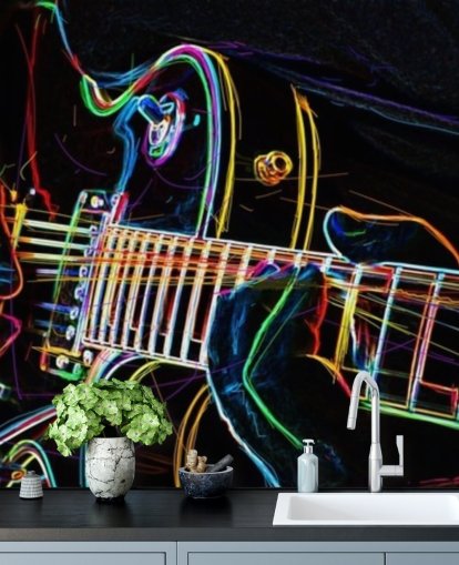 dark and colourful guitar wallpaper