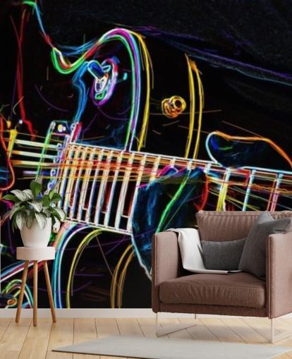 papier peint guitare foncé et coloré