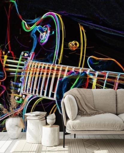 papel pintado guitarra oscura y colorida