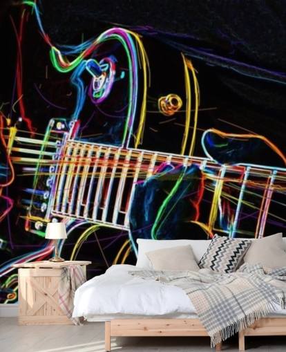 papel pintado guitarra oscura y colorida