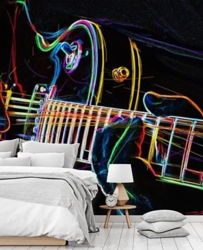 papel pintado guitarra oscura y colorida