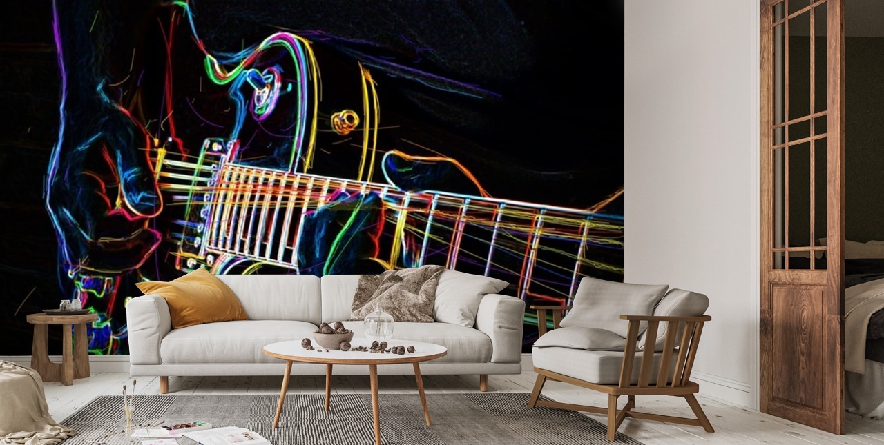 Moderne Impression Sur Toile 100x70cm Image Tableau Decoration Murale Guitare Instrument Musique Grand Tableaux Decoratifs Muraux Chambre Horizontal Deco Cadre Décoration Salon Art Wall AA100x70-0215
