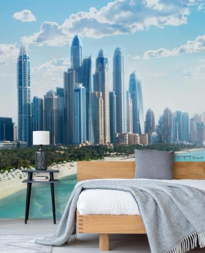 Skyline der Stadt in Dubai und Hafen Tapete