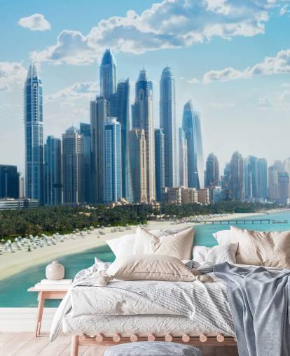 city skyline in dubai and harbour wallpaper