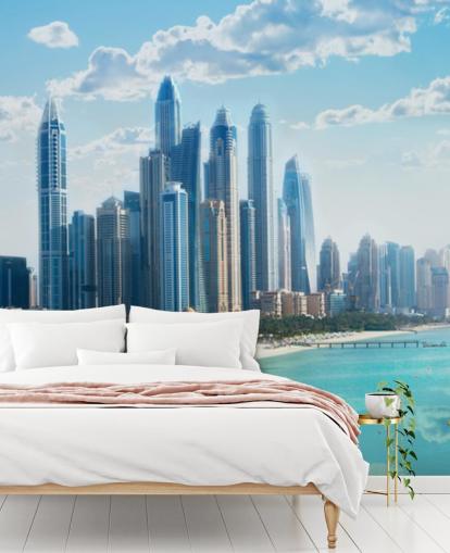 city skyline in dubai and harbour wallpaper