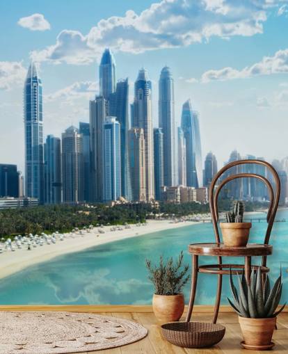 toits de la ville à Dubaï et le port papier peint