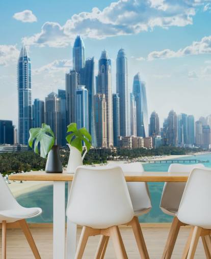 city skyline in dubai and harbour wallpaper city skyline in dubai and harbour wallpaper