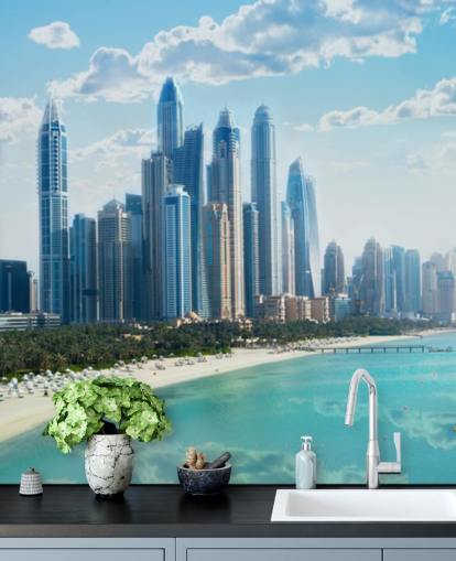 city skyline in dubai and harbour wallpaper city skyline in dubai and harbour wallpaper