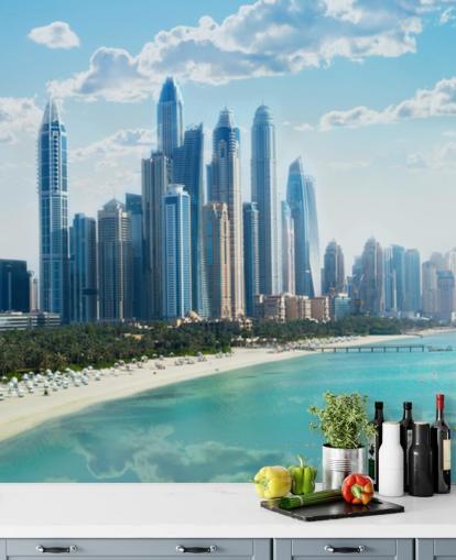 city skyline in dubai and harbour wallpaper city skyline in dubai and harbour wallpaper