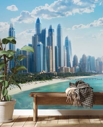 skyline della città a dubai e carta da parati porto skyline della città a dubai e carta da parati porto