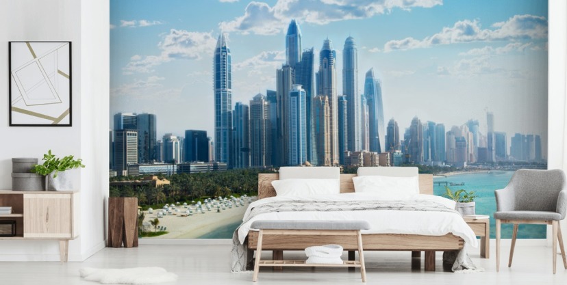 city skyline in dubai and harbour wallpaper city skyline in dubai and harbour wallpaper