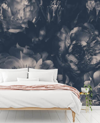 Black and White Dark Floral Wallpaper