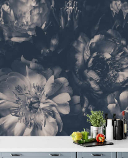 Sort og hvid Mørk Floral Baggrund