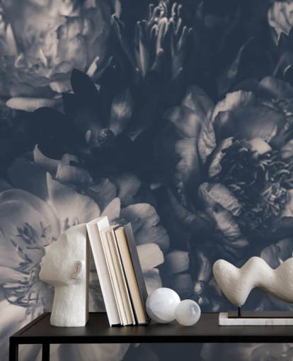 Sort og hvid Mørk Floral Baggrund Sort og hvid Mørk Floral Baggrund