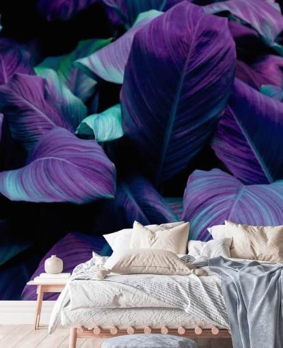 Purple and Blue Leaves Jungle Wallpaper