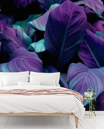 Papel de pared Jungla de hojas moradas