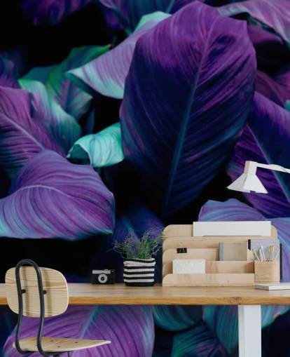 Papel de Parede Selva Roxo e Azul Papel de Parede Selva Roxo e Azul