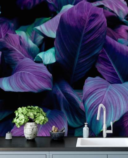 Lila och blå blad djungel Bakgrund