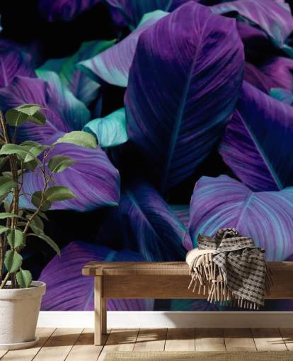 Purple and Blue Leaves Jungle Wallpaper Purple and Blue Leaves Jungle Wallpaper