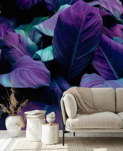 Papel de Parede Selva Roxo e Azul Papel de Parede Selva Roxo e Azul