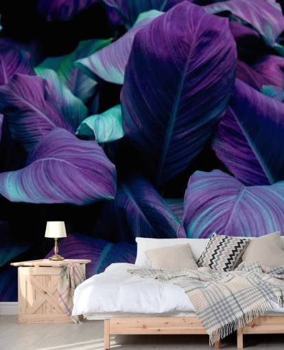 Papel de pared Jungla de hojas moradas Papel de pared Jungla de hojas moradas