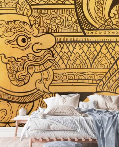 Mural de parede de pintura tradicional em estilo tailandês