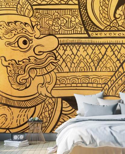 Decorazione murale con pittura tradizionale tailandese