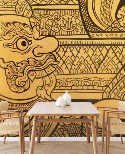 Wandgemälde im traditionellen thailändischen Stil