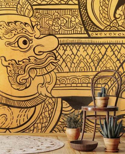 Perinteinen thaimaalaistyylinen maalaus seinämaalaus