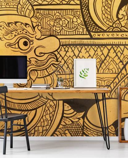 Mural de parede de pintura tradicional em estilo tailandês