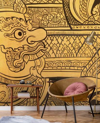 Mural de parede de pintura tradicional em estilo tailandês