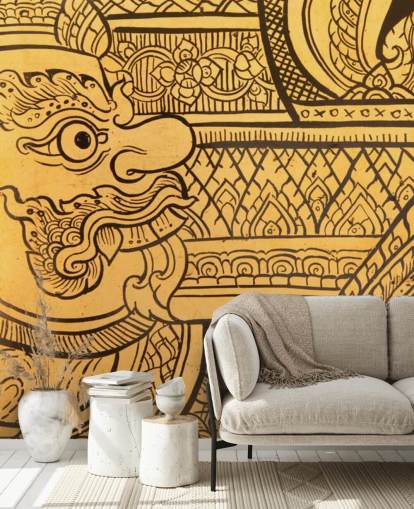 Mural de parede de pintura tradicional em estilo tailandês