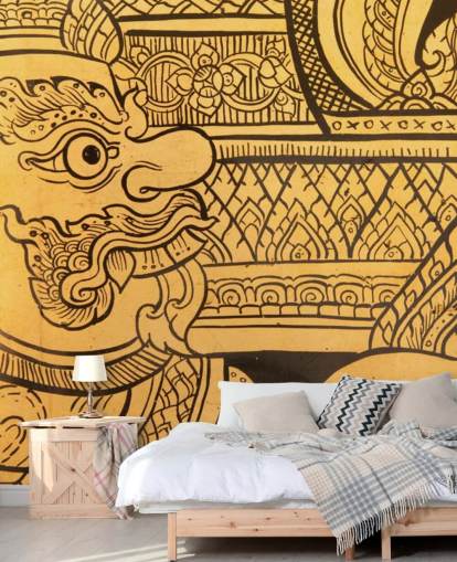 Muurschildering in traditionele Thaise stijl