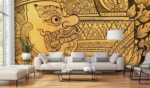 Perinteinen thaimaalaistyylinen maalaus seinämaalaus