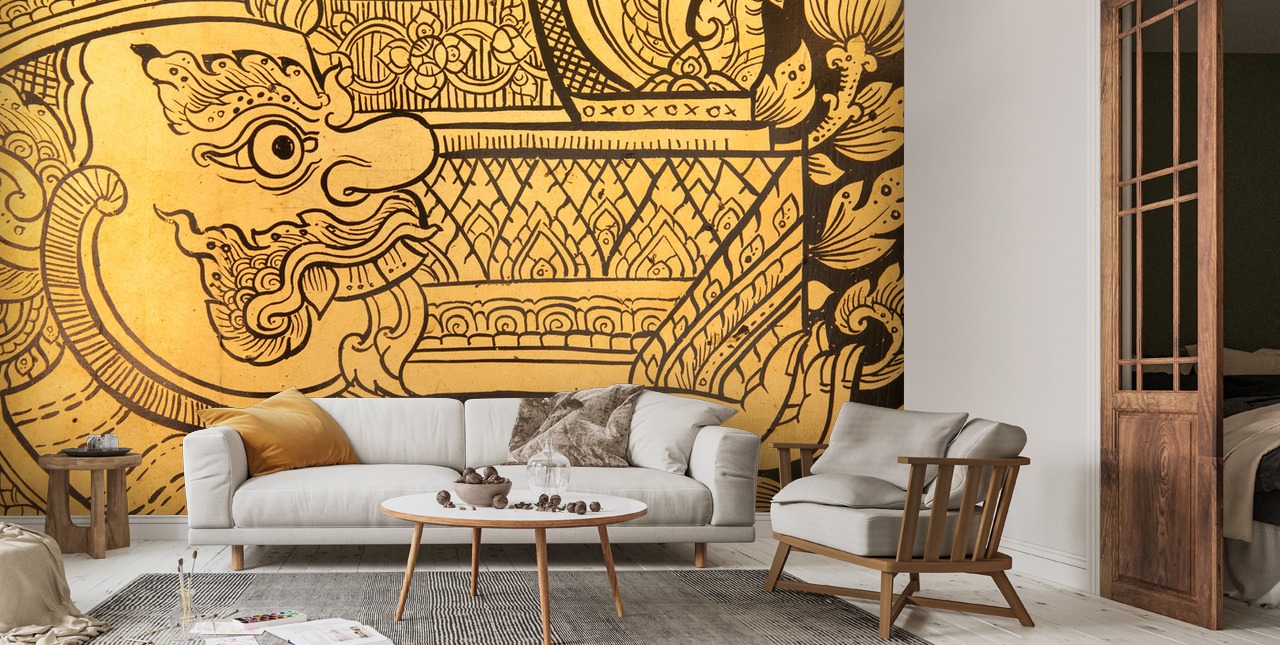 Traditional Thai style painting. Wallpaper Mural Wallsauce US